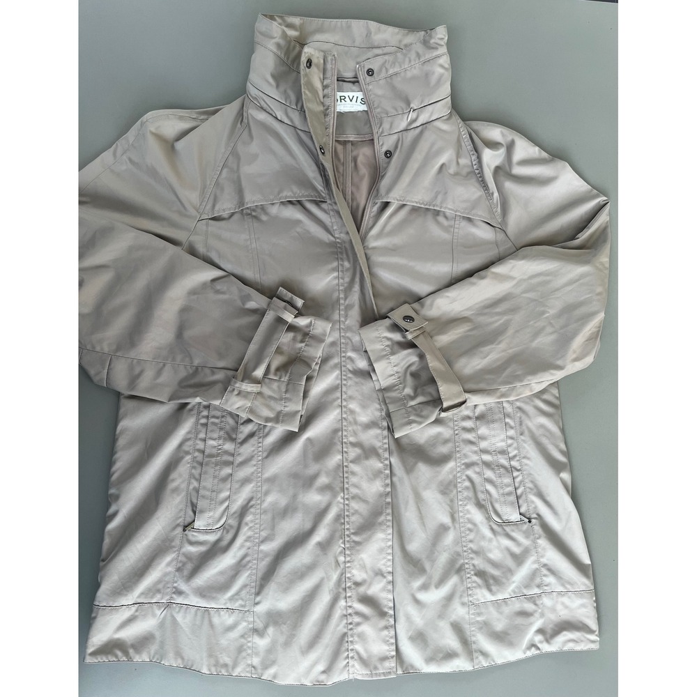 Orvis Pack & Go Women's Raincoat Stowaway‎ Hood Full Zip Drawstring Waist